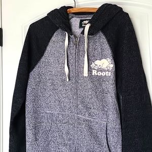 ROOTS zipper hoodie Black Merle & grey Medium